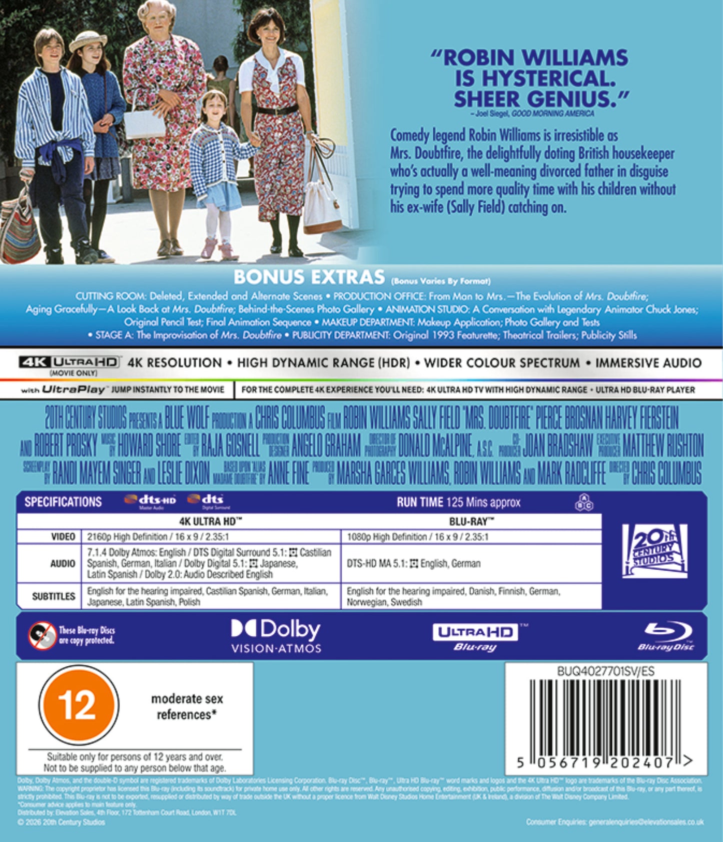 Mrs Doubtfire UHD/BLU-RAY PRE-ORDER-28-SEPTEMBER-2026