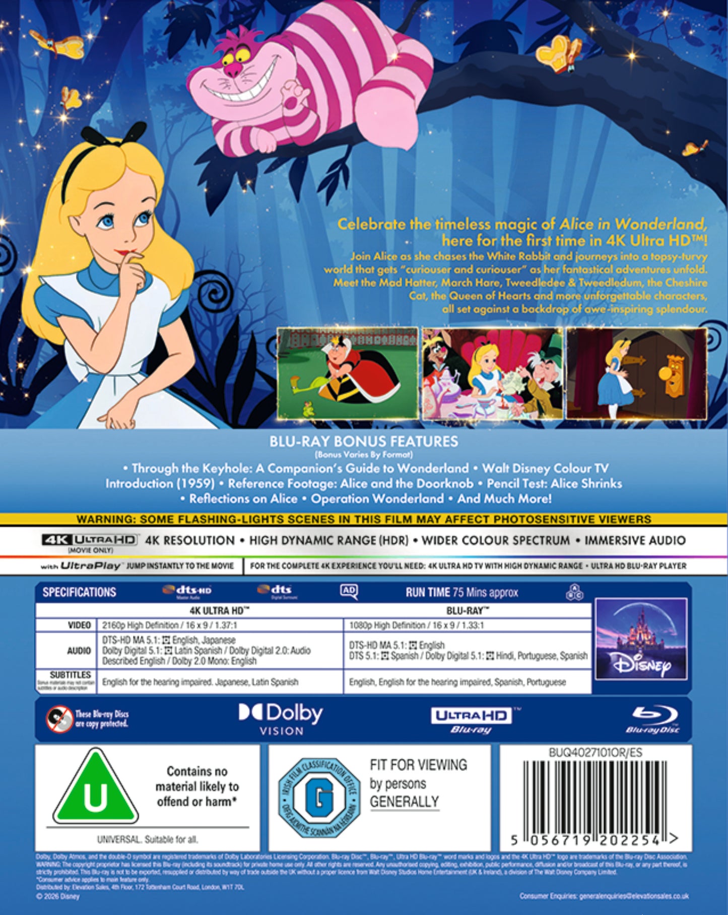Disney's Alice In Wonderland UHD/BLU-RAY (Animation)