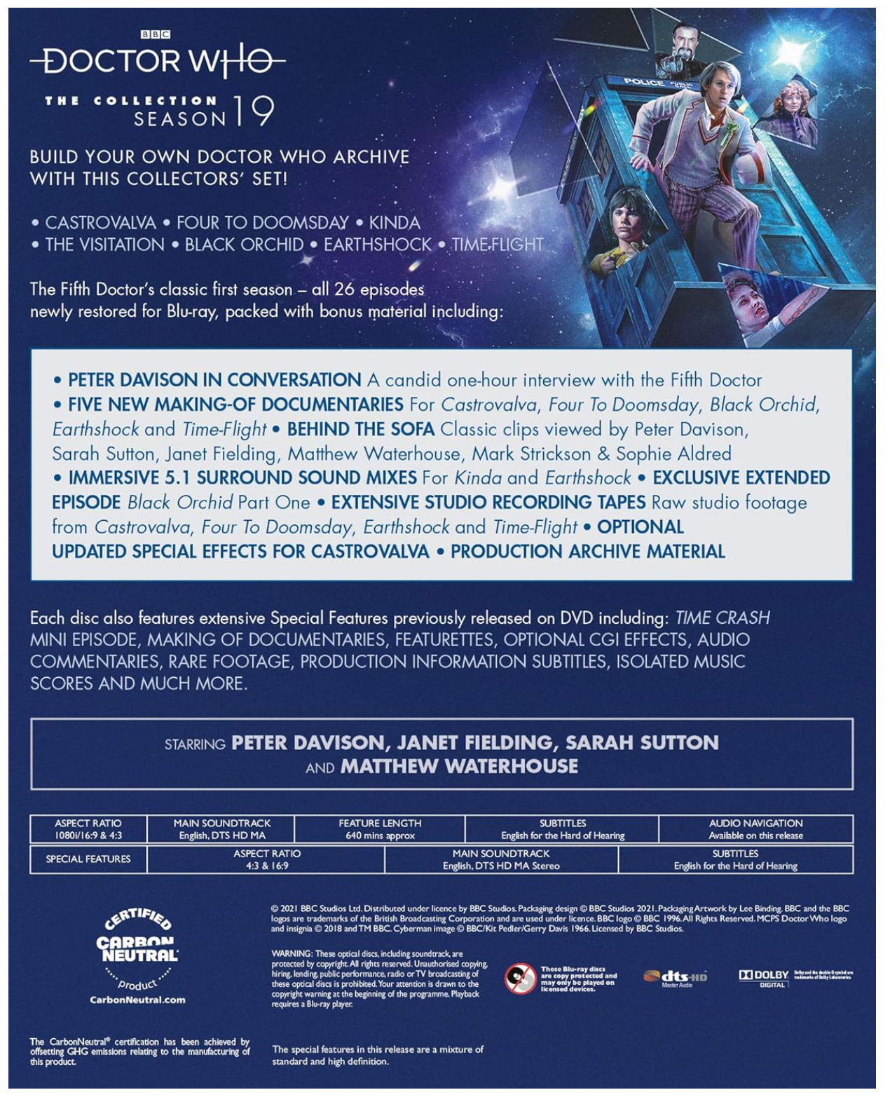 DOCTOR WHO: COMPLETE COLLECTION SEASON 19 STANDARD EDITION BLU-RAY