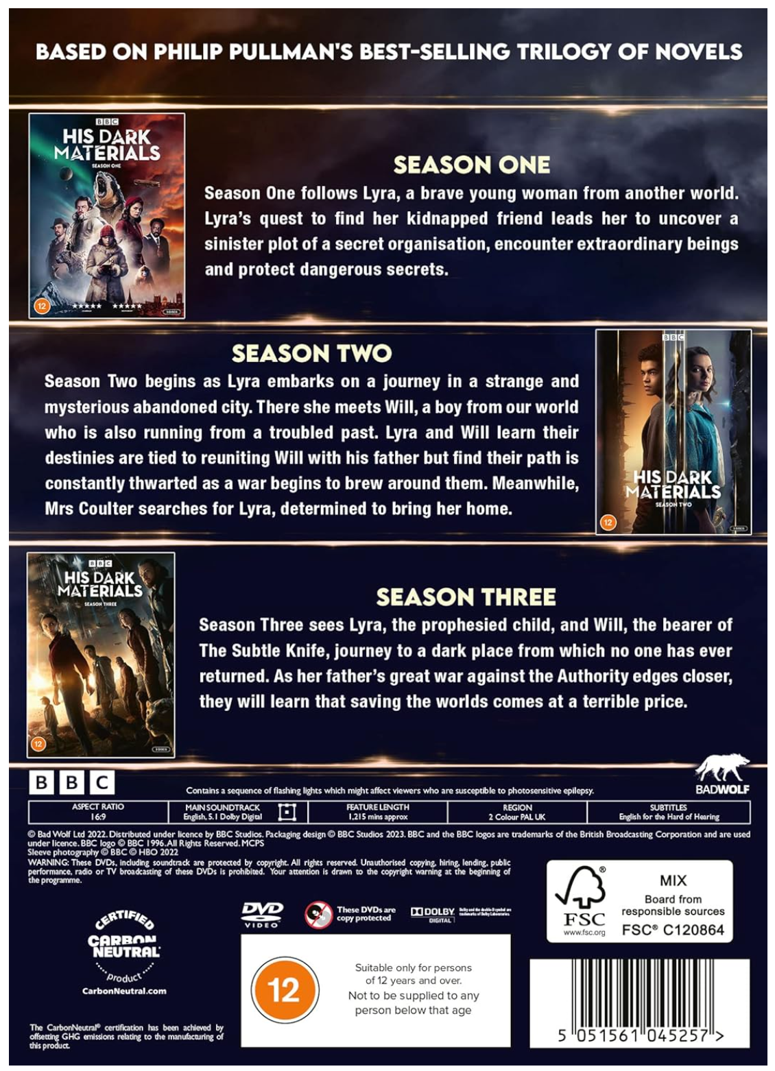 HIS DARK MATERIALS: SERIES 1-3 - DVD