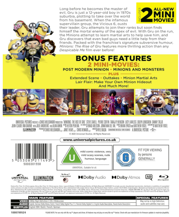 Minions: The Rise of Gru - Blu-ray