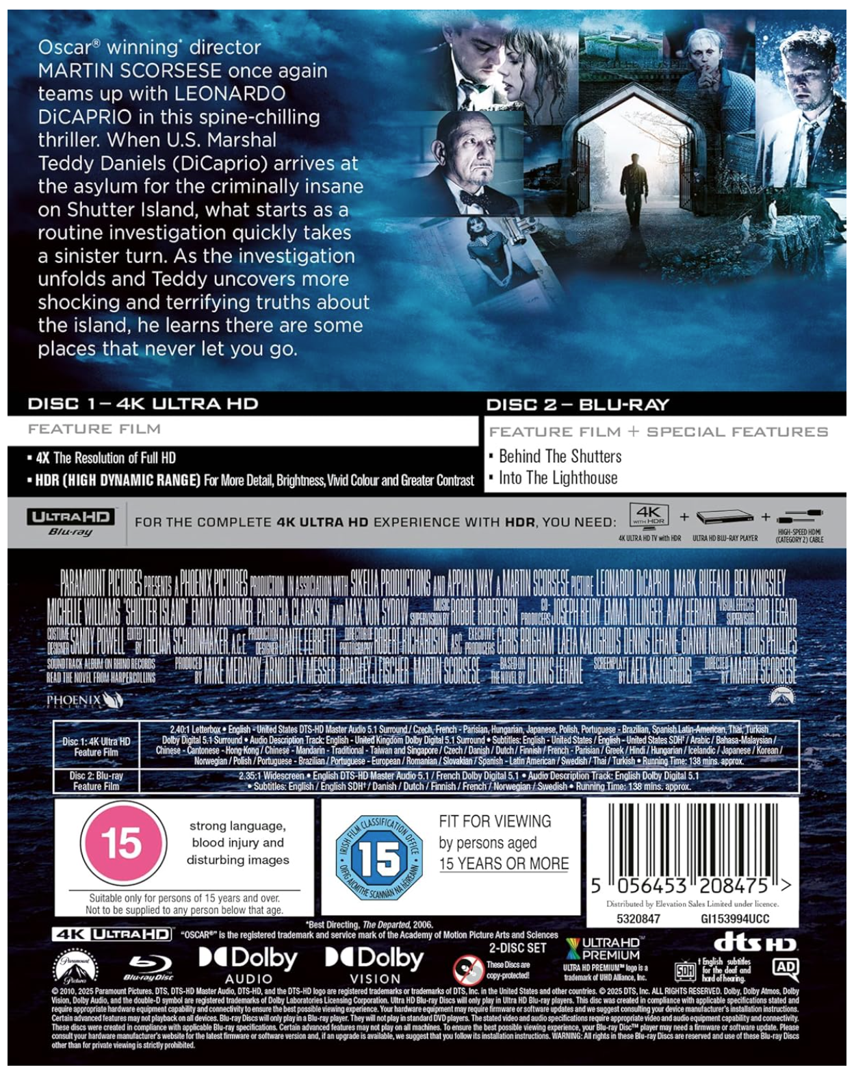 Shutter Island Collectors Edition - 4K UHD+Blu-ray - PRE-ORDER 15 September 2025