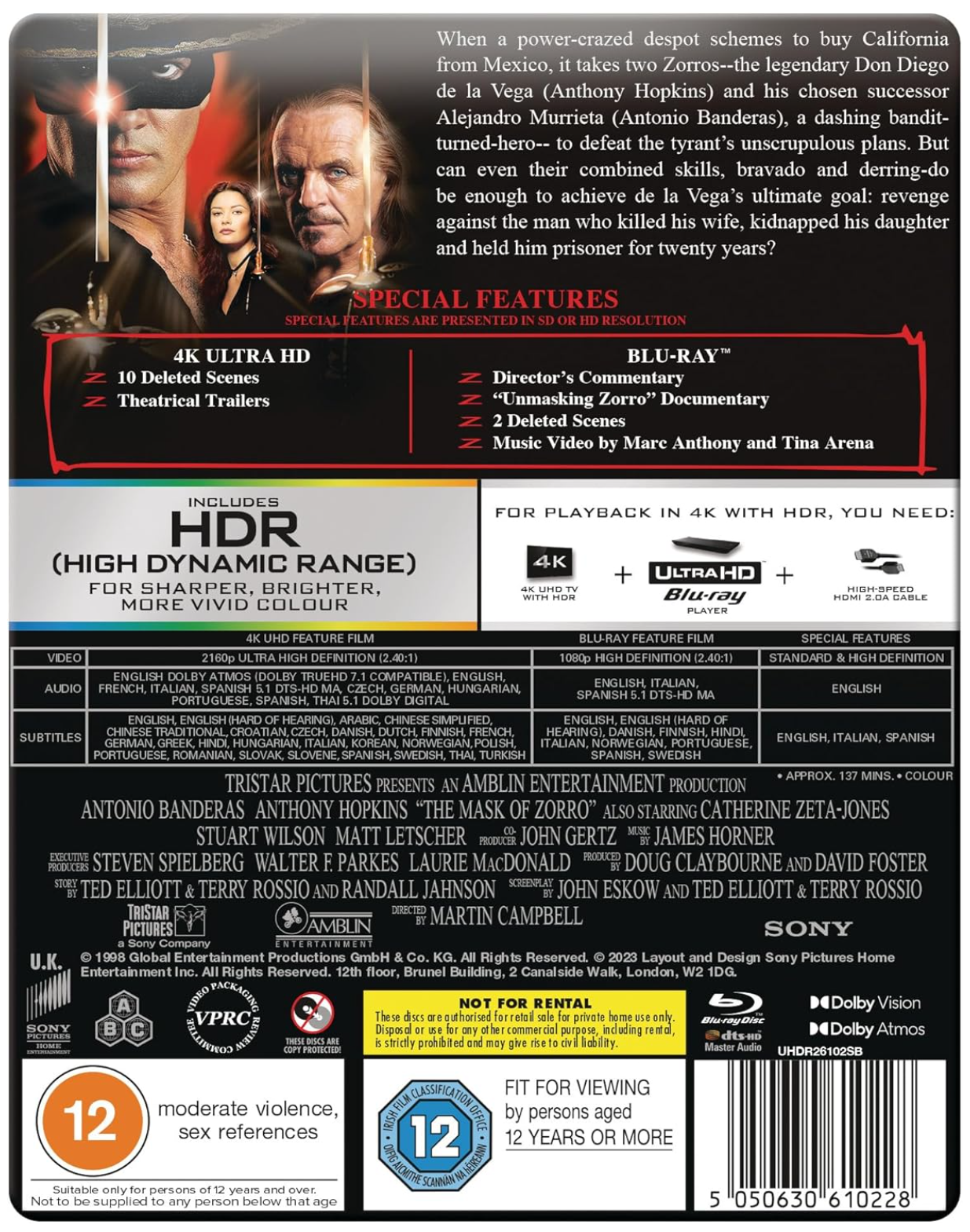 THE MASK OF ZORRO UHD STEELBOOK