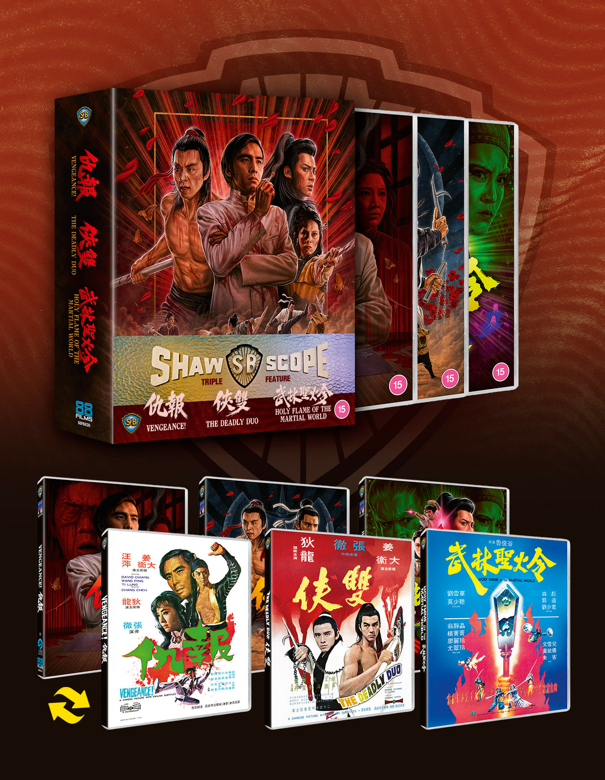 Shawscope Triple Feature – Vengeance / The Deadly Duo / Holy Flame of the Martial World - PRE-ORDER-9-NOVEMBER-2026