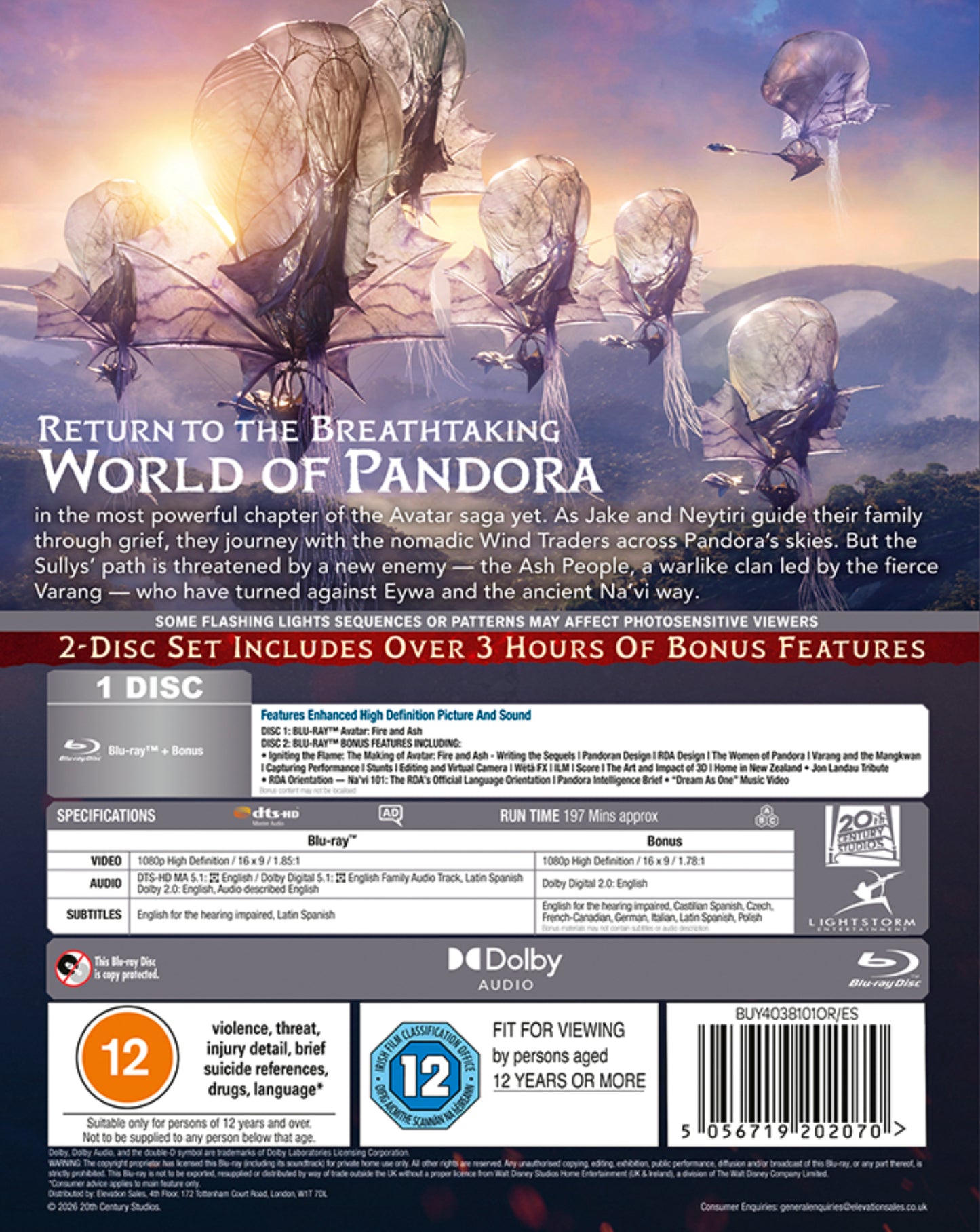 Avatar: Fire and Ash Blu-ray + Blu-ray Bonus disc