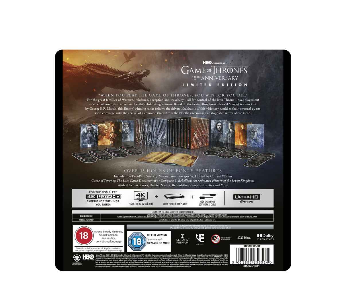Game of Thrones 15th Anniversary SteelBook Library Case Collection (4K Ultra HD) - PRE-ORDER-2-NOVEMBER-2026