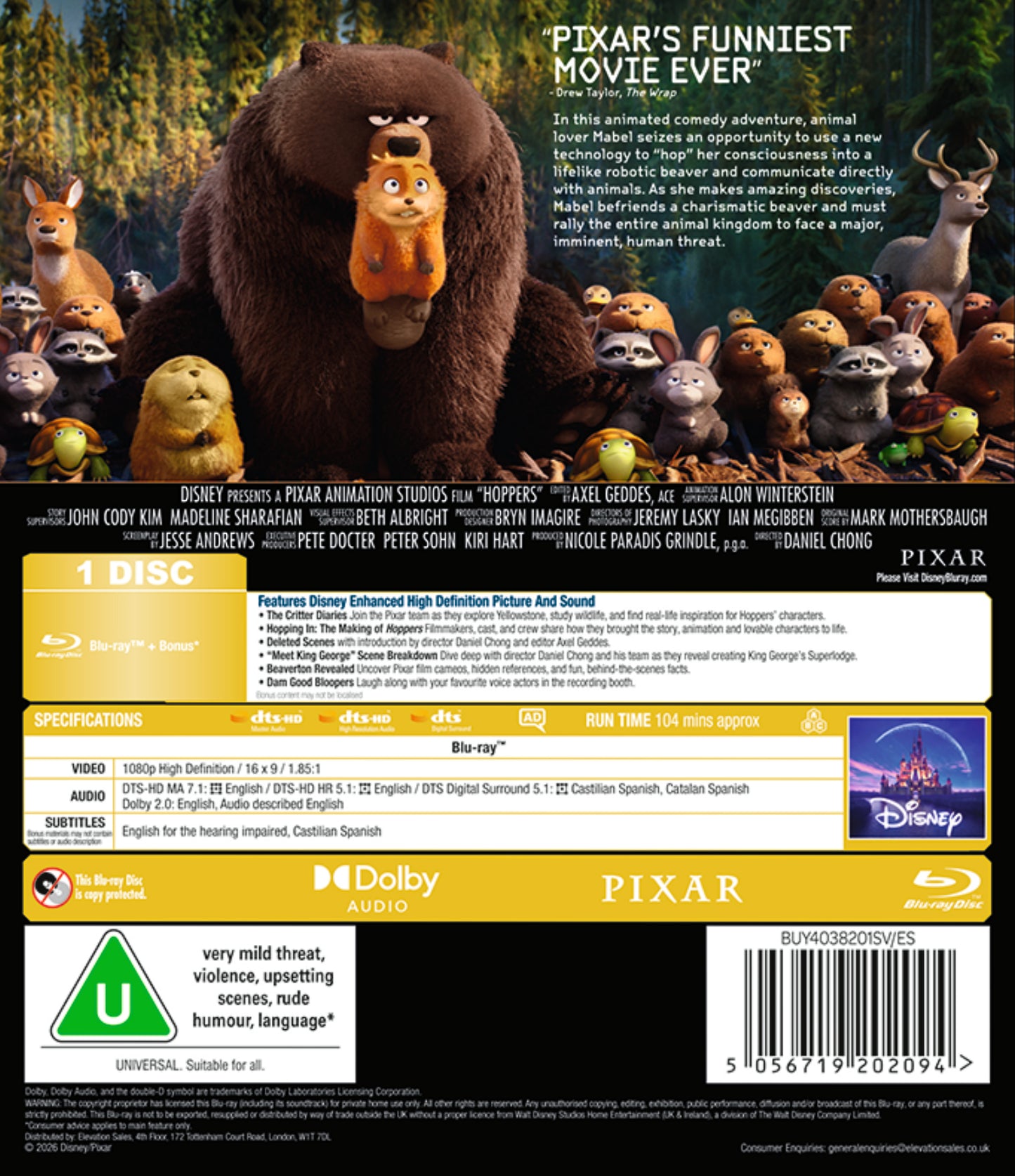 Disney Pixar's Hoppers Blu-ray