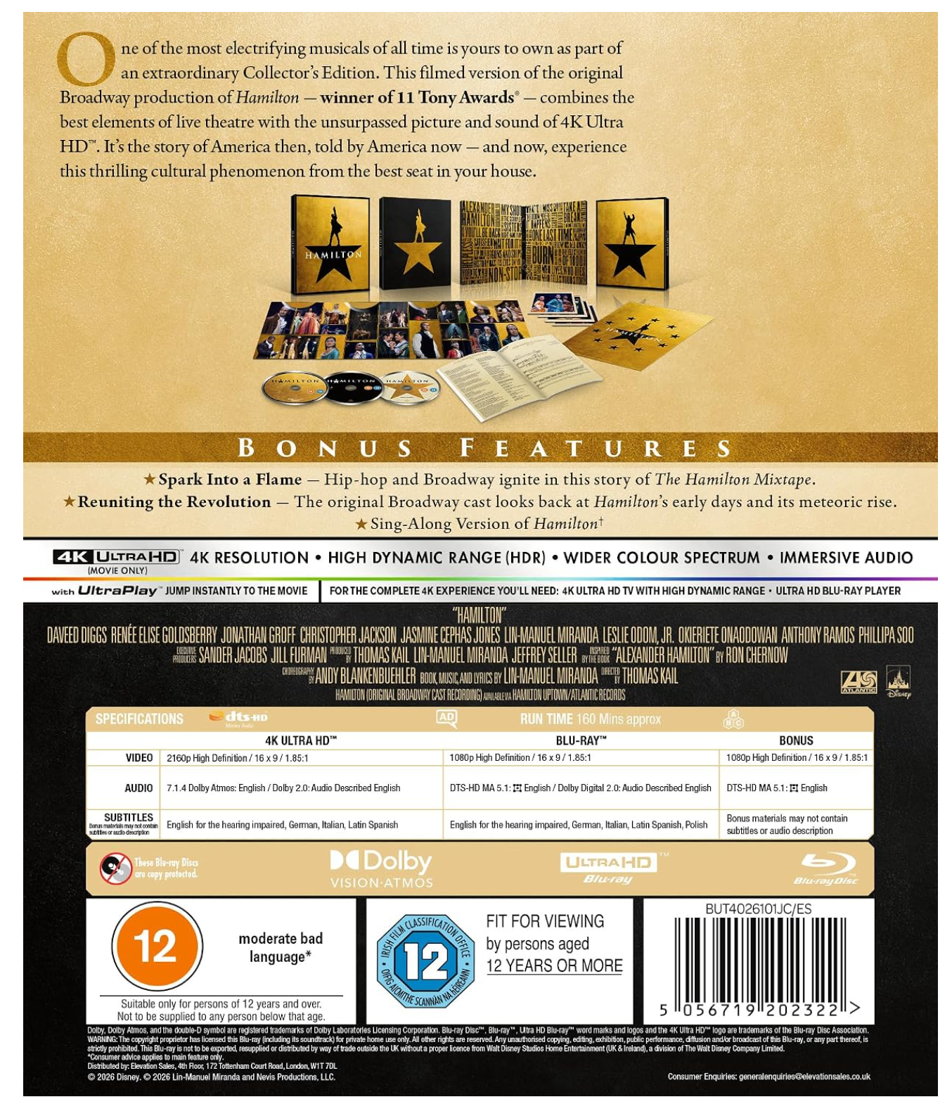 Hamilton Collector's Edition UHD/BLU-RAY - Pre-order TBC
