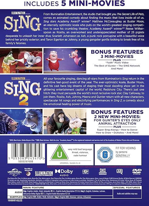 Sing/Sing 2 DVD