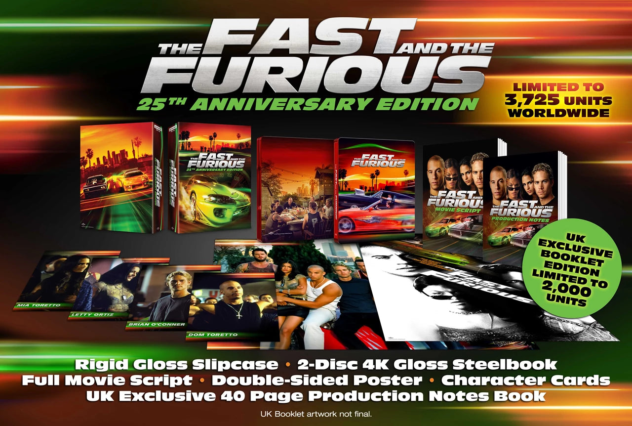 The Fast and the Furious 25th Anniversary Ultimate Collector's Edition 4k UHD & Blu-Ray Steelbook - PRE-ORDER-7-SEPTEMBER-2026