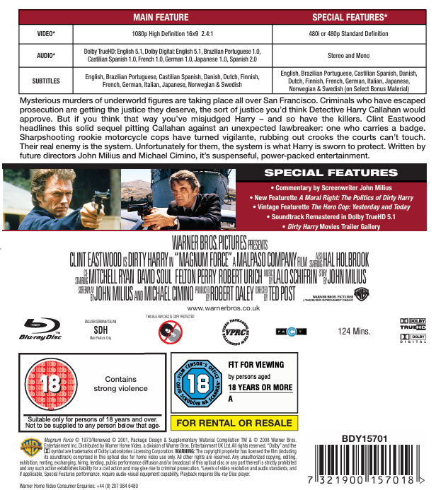 MAGNUM FORCE  - Blu-ray - Pre-order 29-Jun-2026