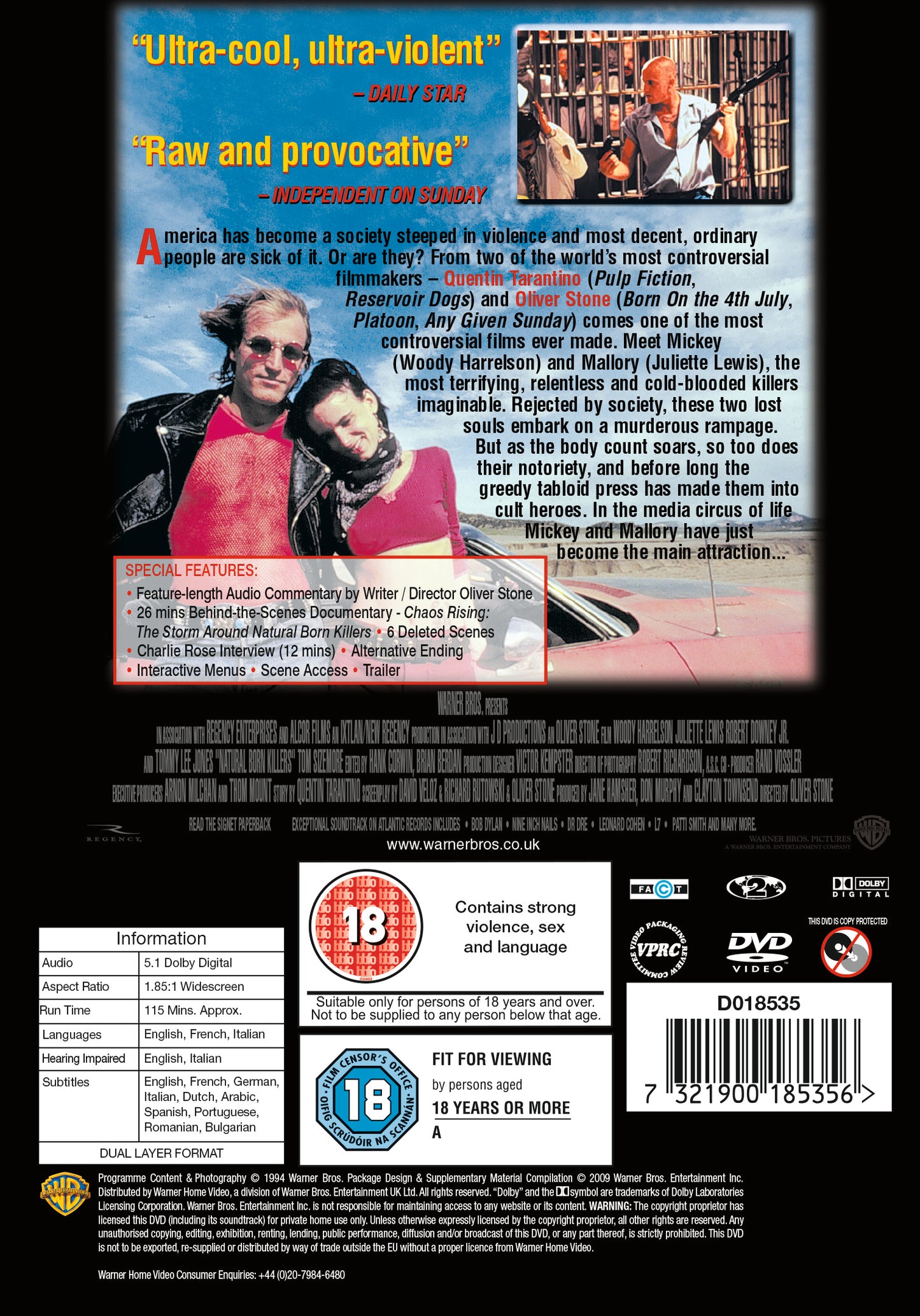 NATURAL BORN KILLERS  - DVD - Pre-order 29-Jun-2026