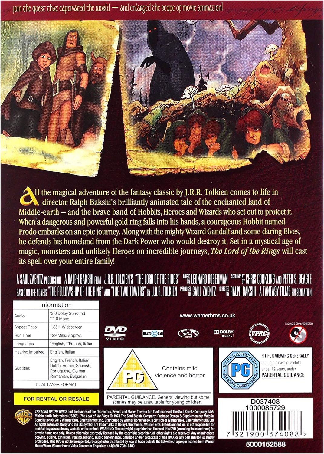 THE LORD OF THE RINGS  (ORIGINAL ANIMATED CLASSIC) - DVD - Pre-order 29-Jun-2026