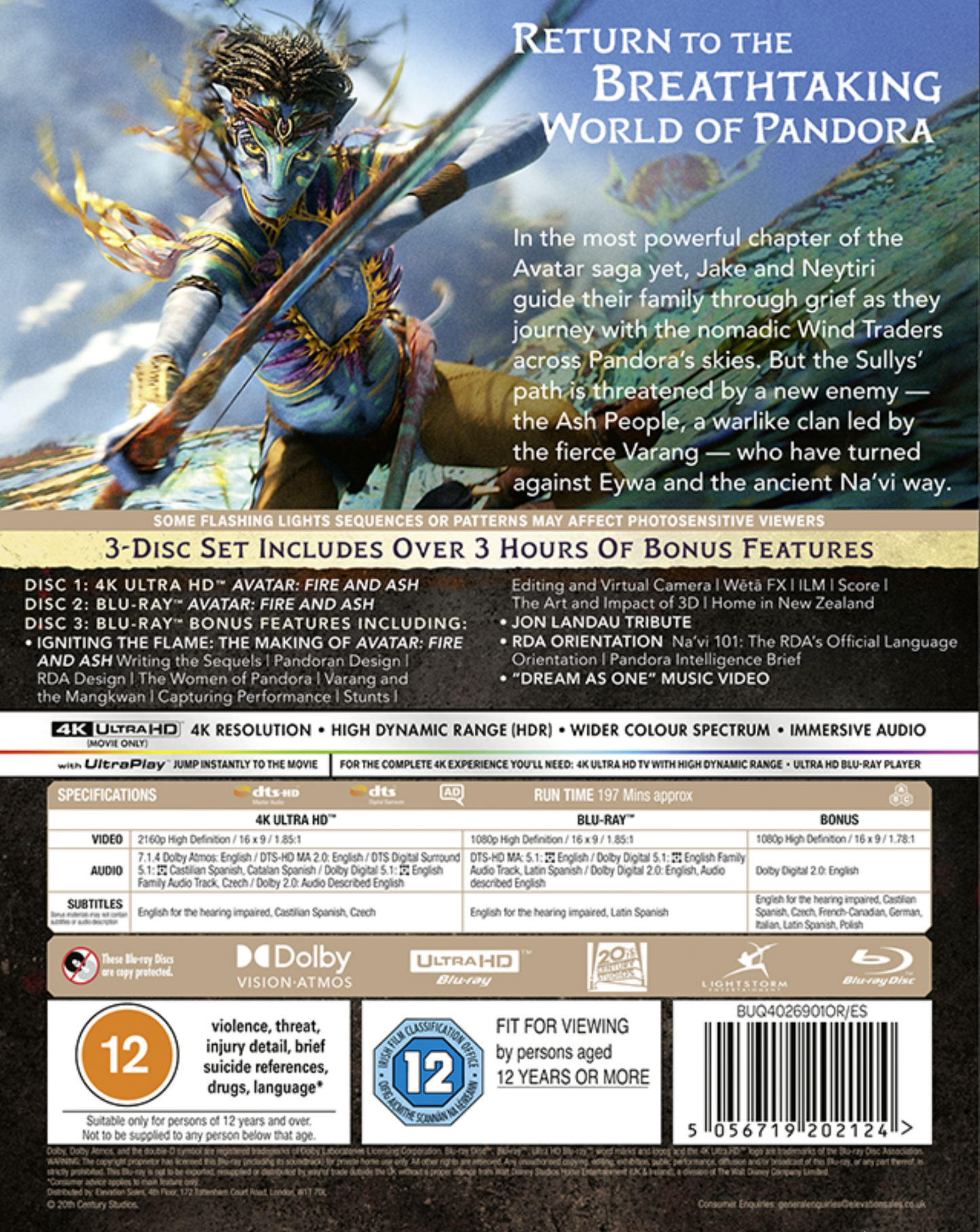 Avatar: Fire and Ash UHD + Blu-ray + Blu-ray Bonus disc