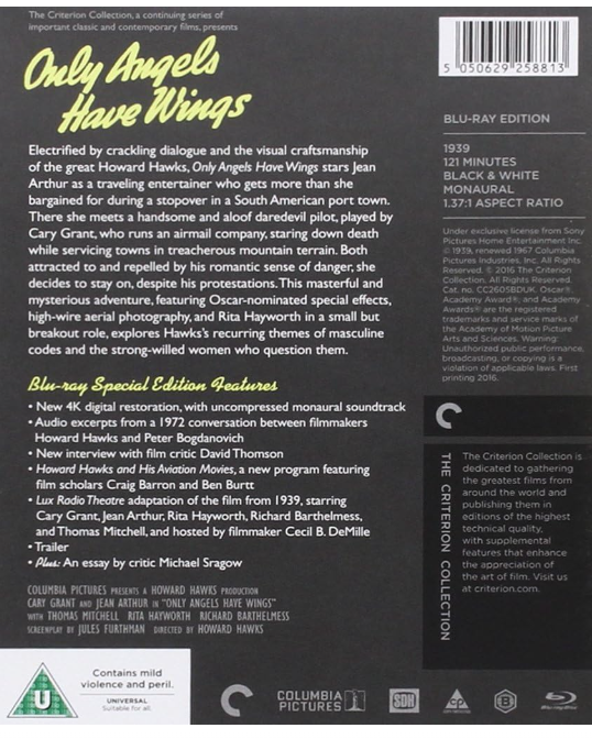 ONLY ANGELS HAVE WINGS BLU-RAY