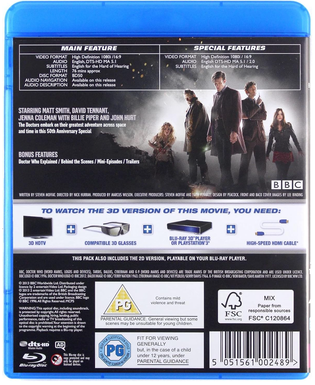 DOCTOR WHO: THE DAY OF THE DOCTOR 50TH ANNIVERSARY SPECIAL 3D BLU-RAY