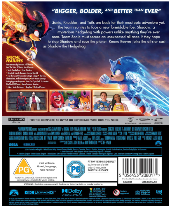 SONIC THE HEDGEHOG 3 UHD STEELBOOK 1