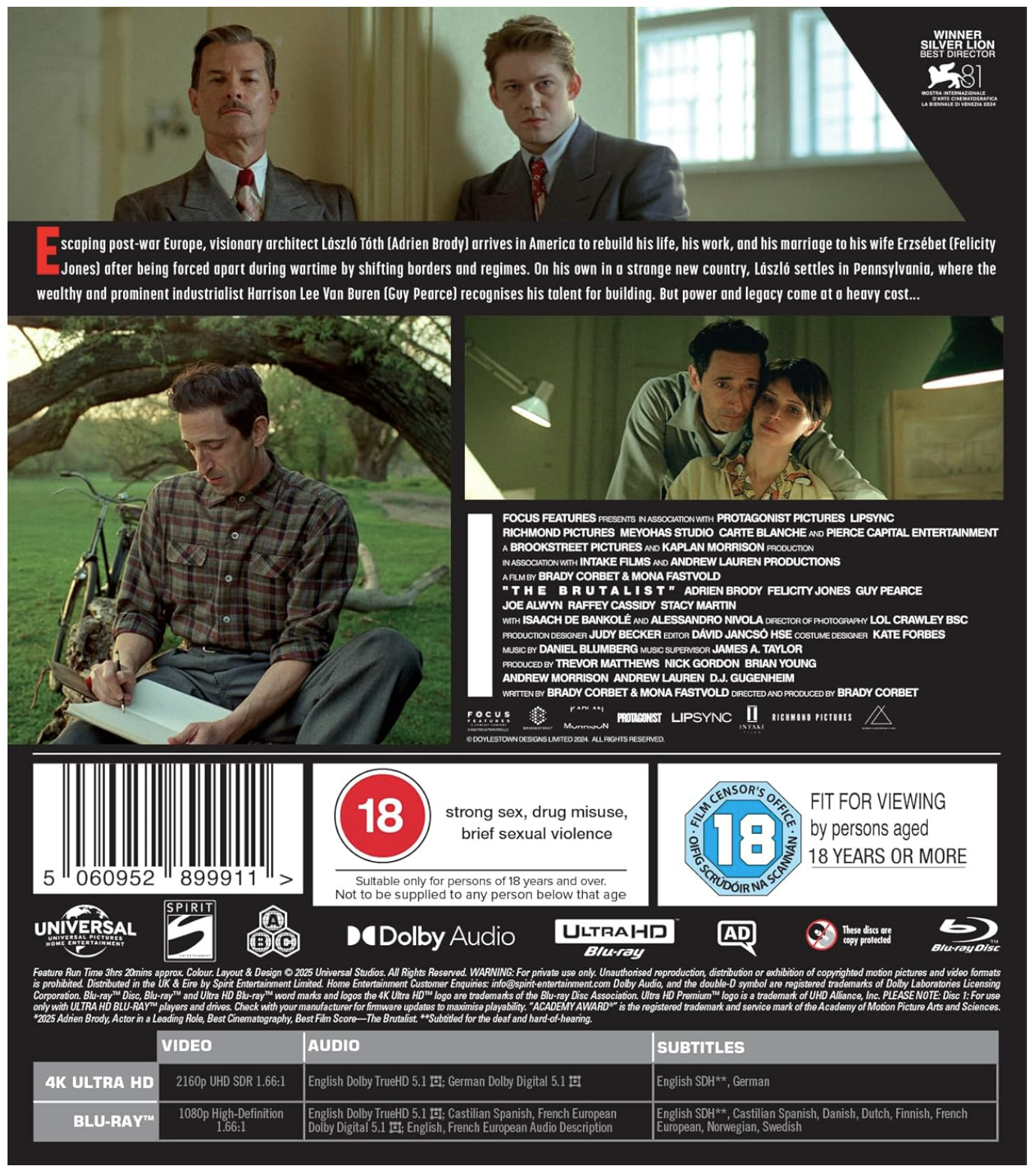 The Brutalist 4K UHD & Blu-Ray - PRE-ORDER - Q2 TBC
