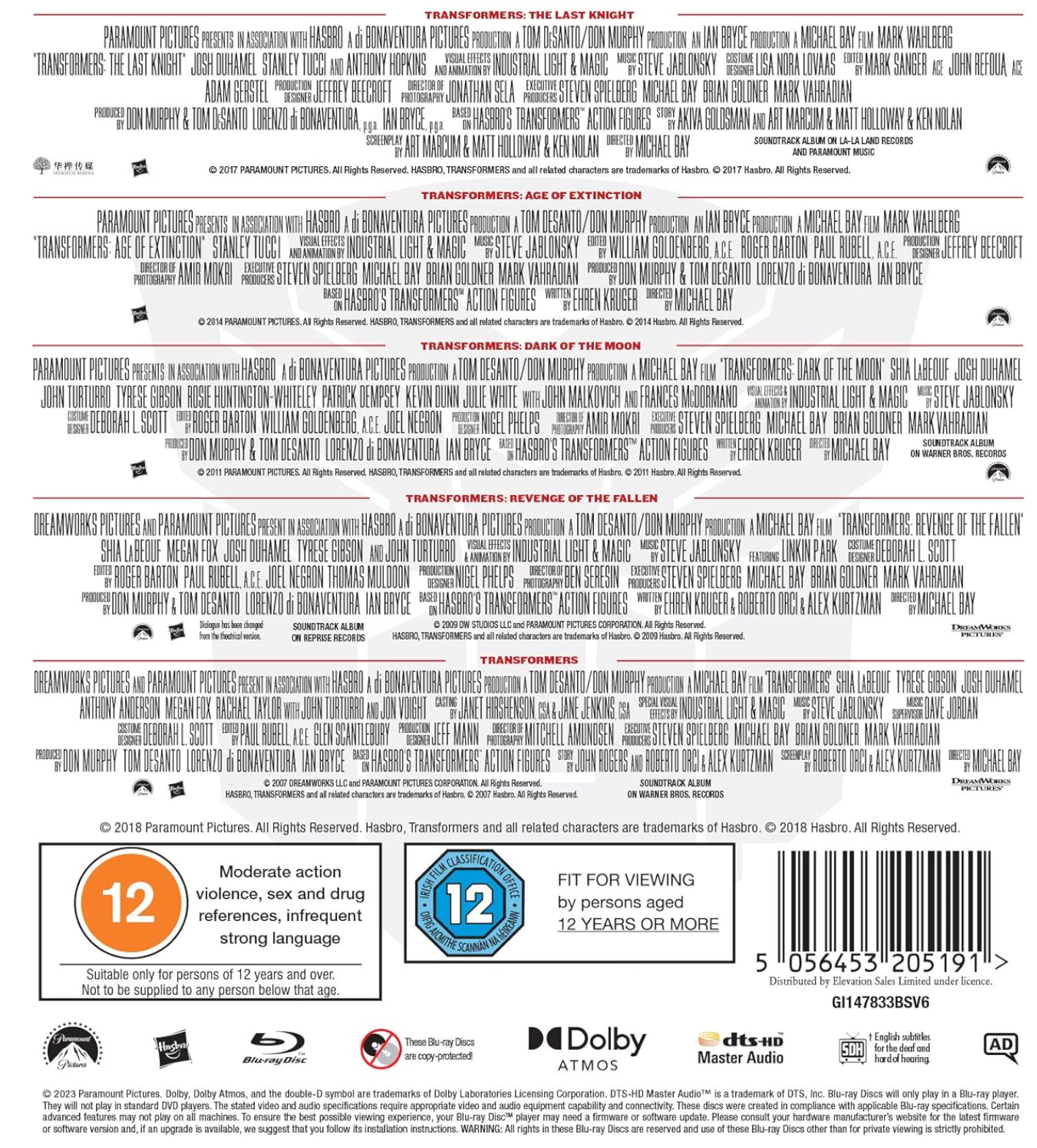 TRANSFORMERS 5 MOVIE COLLECTION BD